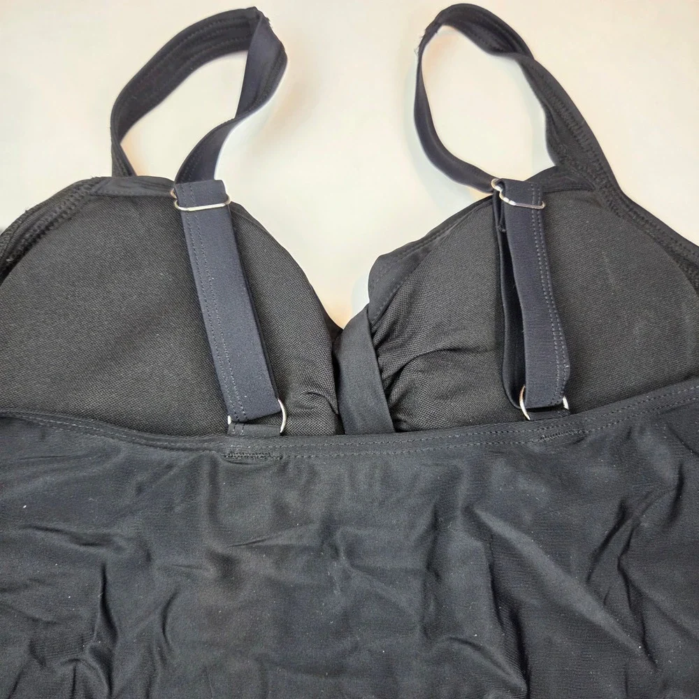 Tempt Me One Piece Womens XL Black Ruched Tummy‎ Control Sweetheart 008 NWT